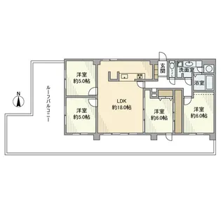 グリーンキャピタル神楽坂【5階】の間取り