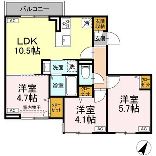 セレスティア白鷺II【3階】の間取り