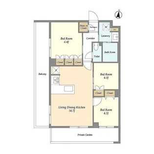 メゾンドオンディーヌ【1階】の間取り
