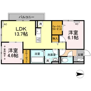 クレスト谷原【2階】の間取り