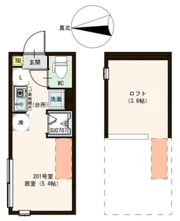 ハーモニーテラス中村南【2階】の間取り