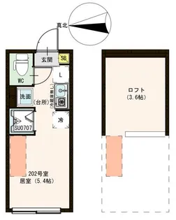 ハーモニーテラス中村南【2階】の間取り