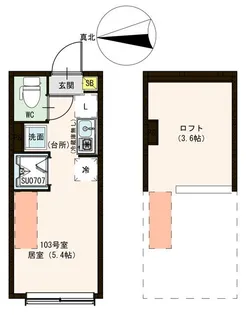 ハーモニーテラス中村南【1階】の間取り