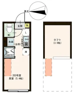 ハーモニーテラス中村南【2階】の間取り