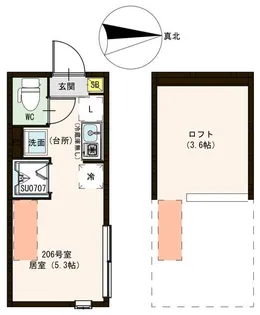 ハーモニーテラス中村南【2階】の間取り