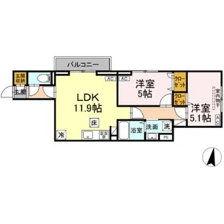 セレスティア向山【1階】の間取り