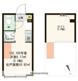 ミルフォード上鷺宮【102号室】の間取り
