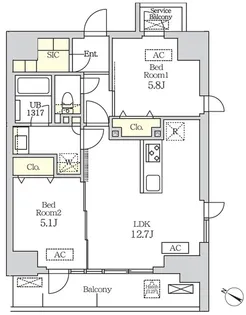 コスモグラシア新宿西早稲田【12階】の間取り