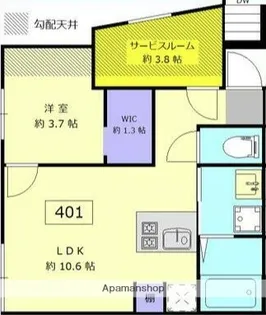 LOTUS NAKANOSHINBASHI【401号室】の間取り