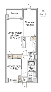 プライムガーデン赤塚【2階】の間取り
