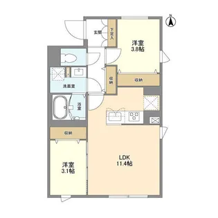 ウェルスクエア中野坂上Ⅱ【4階】の間取り