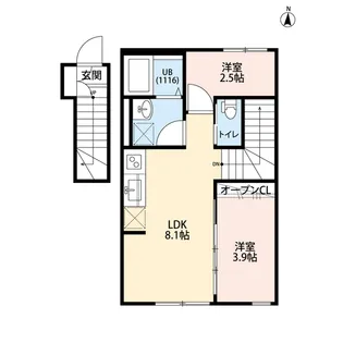 カッツェ松原【202号室】の間取り