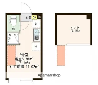ルピナス中板橋【102号室】の間取り