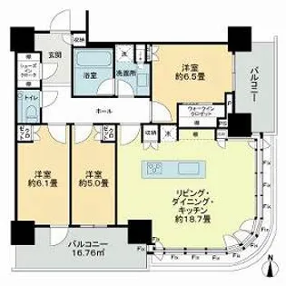 パークシティ中野 ザ タワー ブリーズ【7階】の間取り