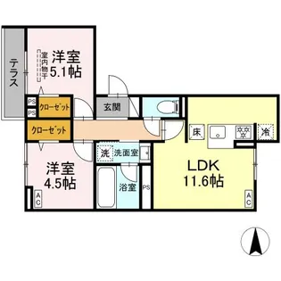 ヴィラ アンムート赤堤【1階】の間取り