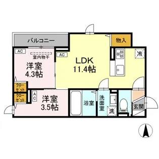 セレスティア中台3【2階】の間取り