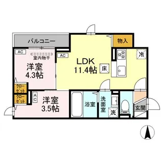 セレスティア中台3【1階】の間取り