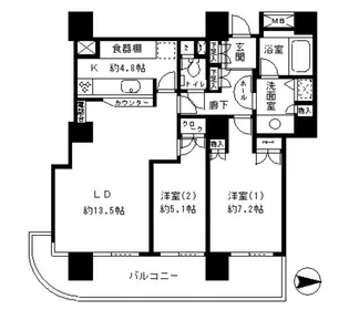リバーポイントタワー【3階】の間取り