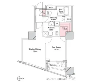 パークキューブ八丁堀【11階】の間取り
