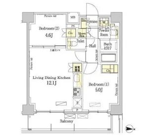 パークアクシス錦糸町・親水公園【6階】の間取り