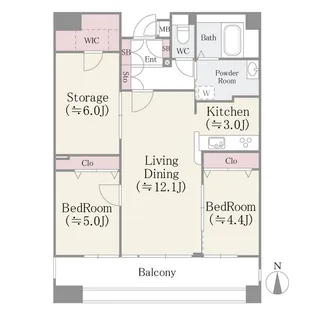 クレアールフレスカ【14階】の間取り