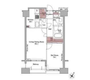 パークアクシス白金台【8階】の間取り