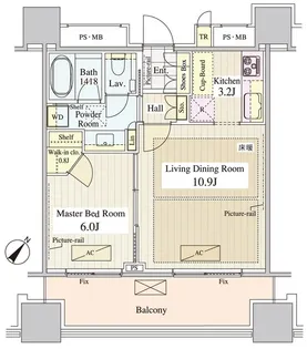 パークコート千代田富士見ザタワー【4階】の間取り