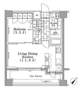 ONE ROOF FLAT TSUKISHIMA【7階】の間取り