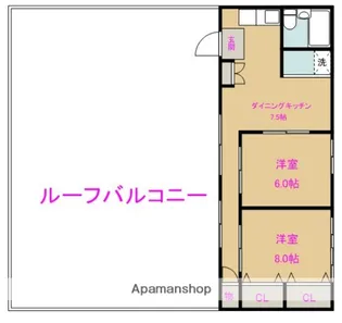 石鐘マンション【401号室】の間取り