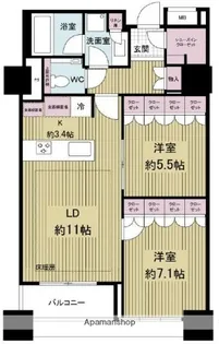 ザ湾岸タワーレックスガーデン【27階】の間取り