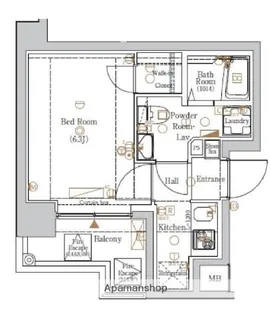 VALORE SPAZIO KIYOSUMI−SHIRAKAWA【6階】の間取り
