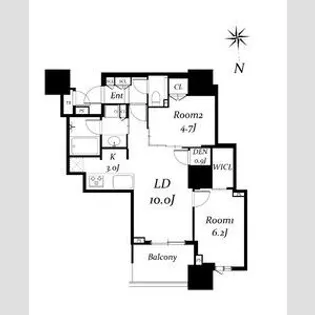 DEUX TOURS CANAL&SPA WEST【28階】の間取り