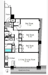 ニューシティアパートメンツ西大島【6階】の間取り