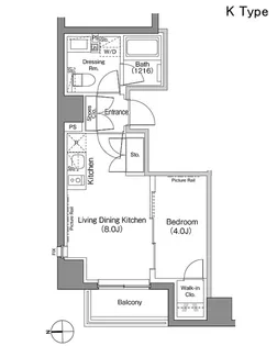 ザ・パークハビオ上野御徒町【8階】の間取り
