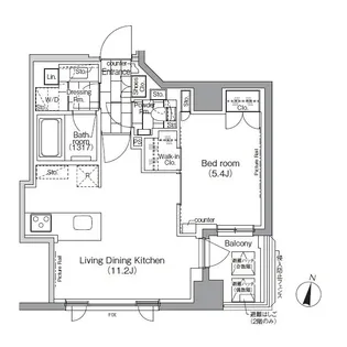 パークハビオ日本橋蛎殻町【6階】の間取り