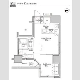 プラウドフラット浅草雷門【2階】の間取り