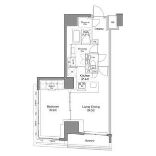 ザ・パークハビオ日本橋馬喰町【4階】の間取り