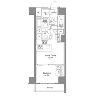 ザ・パークハビオ日本橋馬喰町【7階】の間取り