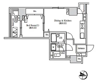 トリニティー芝浦【19階】の間取り