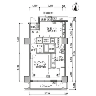 東雲キャナルコートCODAN18号棟【5階】の間取り