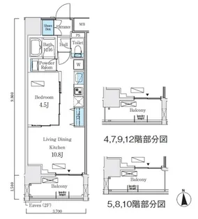 プライマル上野・稲荷町【4階】の間取り
