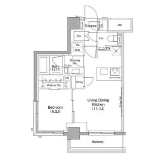 ザ・パークハビオ住吉【5階】の間取り