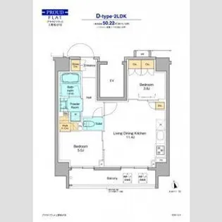 プラウドフラット上野松が谷【4階】の間取り