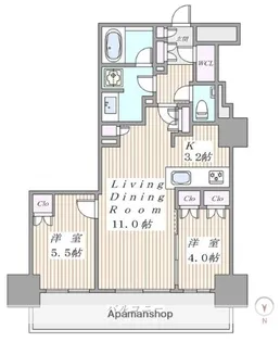 プライムパークス品川シーサイド ザ・タワー【26階】の間取り