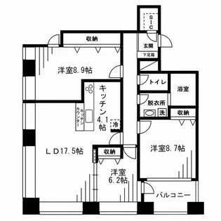 レジディアタワー麻布十番【19階】の間取り