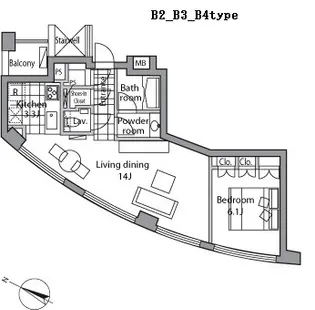 レジディアタワー乃木坂【10階】の間取り