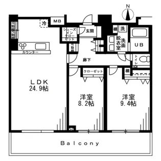 レジディア西麻布【13階】の間取り