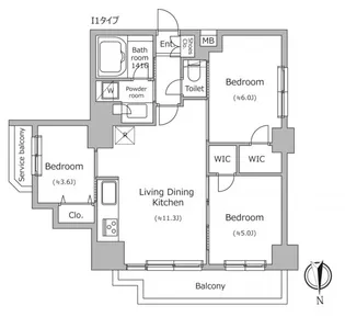 ドゥーエ南千住【6階】の間取り
