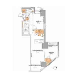 ザ・パークハビオ上野【4階】の間取り