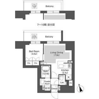 BELLE VUE 千代田飯田橋【10階】の間取り